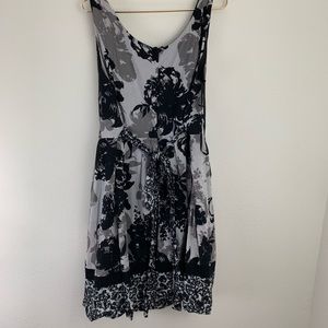 Dress Barn Floral Print Black Grey White Dress